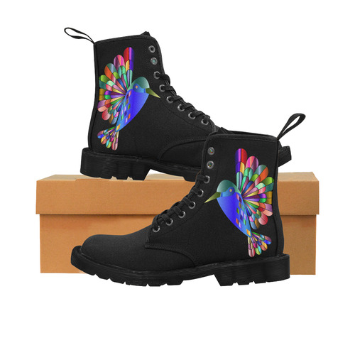 Rainbow Hummingbird Martin Boots for Women (Black) (Model 1203H)