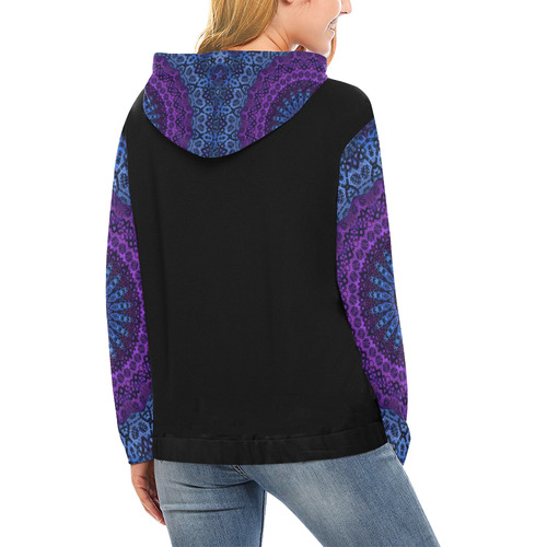 Twilight Mandala on Black All Over Print Hoodie for Women (USA Size) (Model H13)