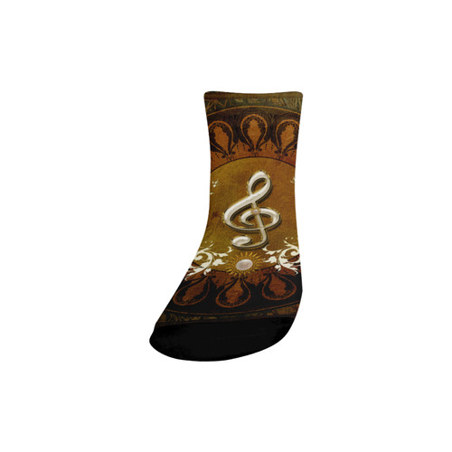 Music, decorative clef with floral elements Quarter Socks