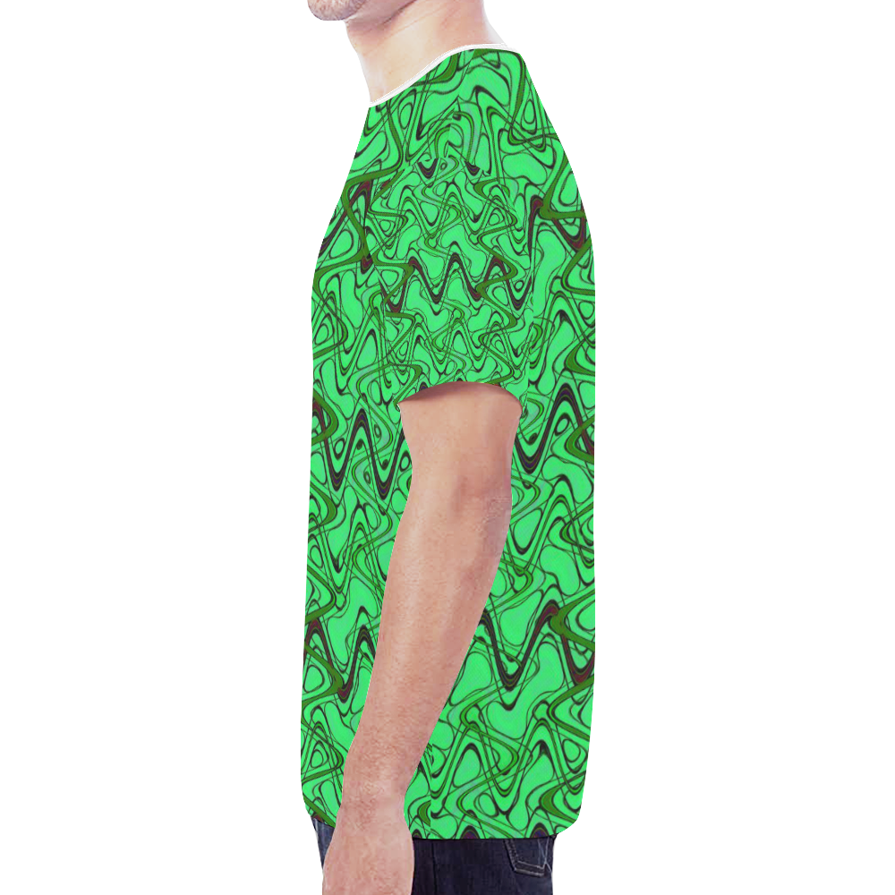 Green and Black Waves New All Over Print T-shirt for Men (Model T45)