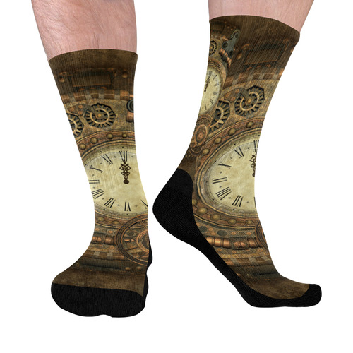 Steampunk, awesome clockwork Mid-Calf Socks (Black Sole)