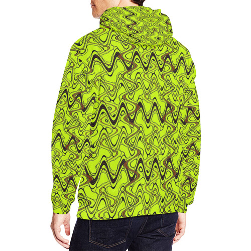 Yellow and Black Waves All Over Print Hoodie for Men/Large Size (USA Size) (Model H13)