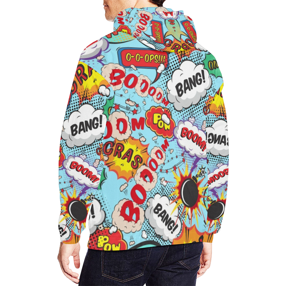 Comic Pattern All Over Print Hoodie for Men/Large Size (USA Size) (Model H13)