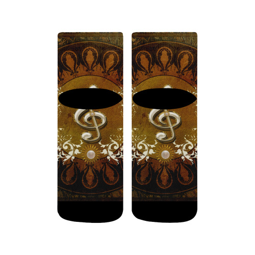 Music, decorative clef with floral elements Quarter Socks