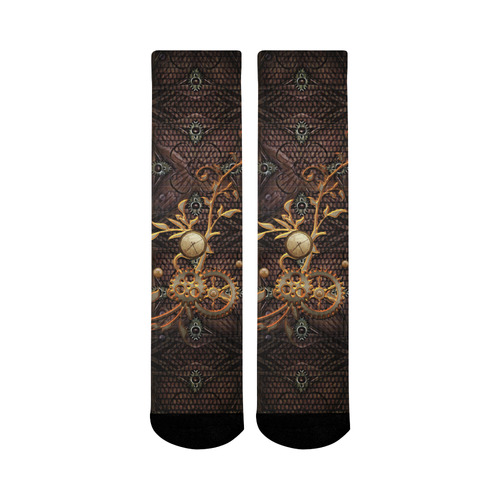 Steampunk, gallant design Mid-Calf Socks (Black Sole)