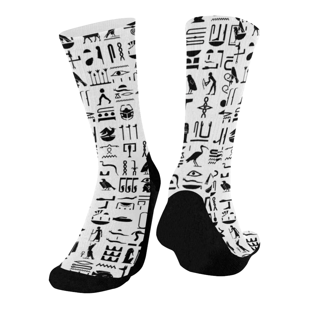 Hieroglyph 2 Mid-Calf Socks (Black Sole)