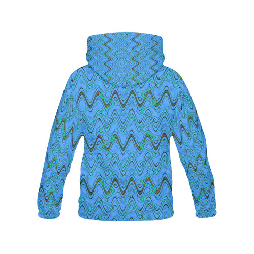 Blue Green and Black Waves All Over Print Hoodie for Men/Large Size (USA Size) (Model H13)