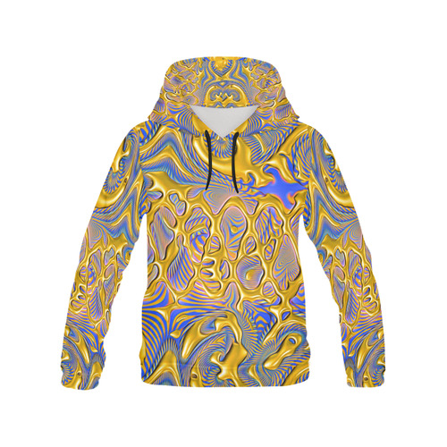 Blue and Gold Psychedelic Slime All Over Print Hoodie for Men (USA Size) (Model H13)