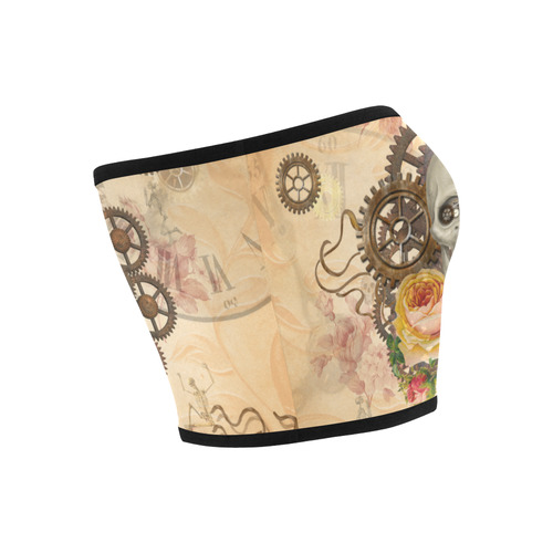 Steampunk Skull With Roses Bandeau Top