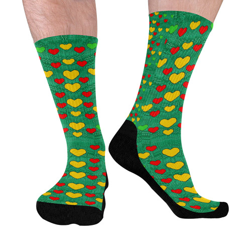 love is in all of us to give and show Mid-Calf Socks (Black Sole)