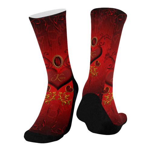 Valentine's day, wonderful heart Mid-Calf Socks (Black Sole)