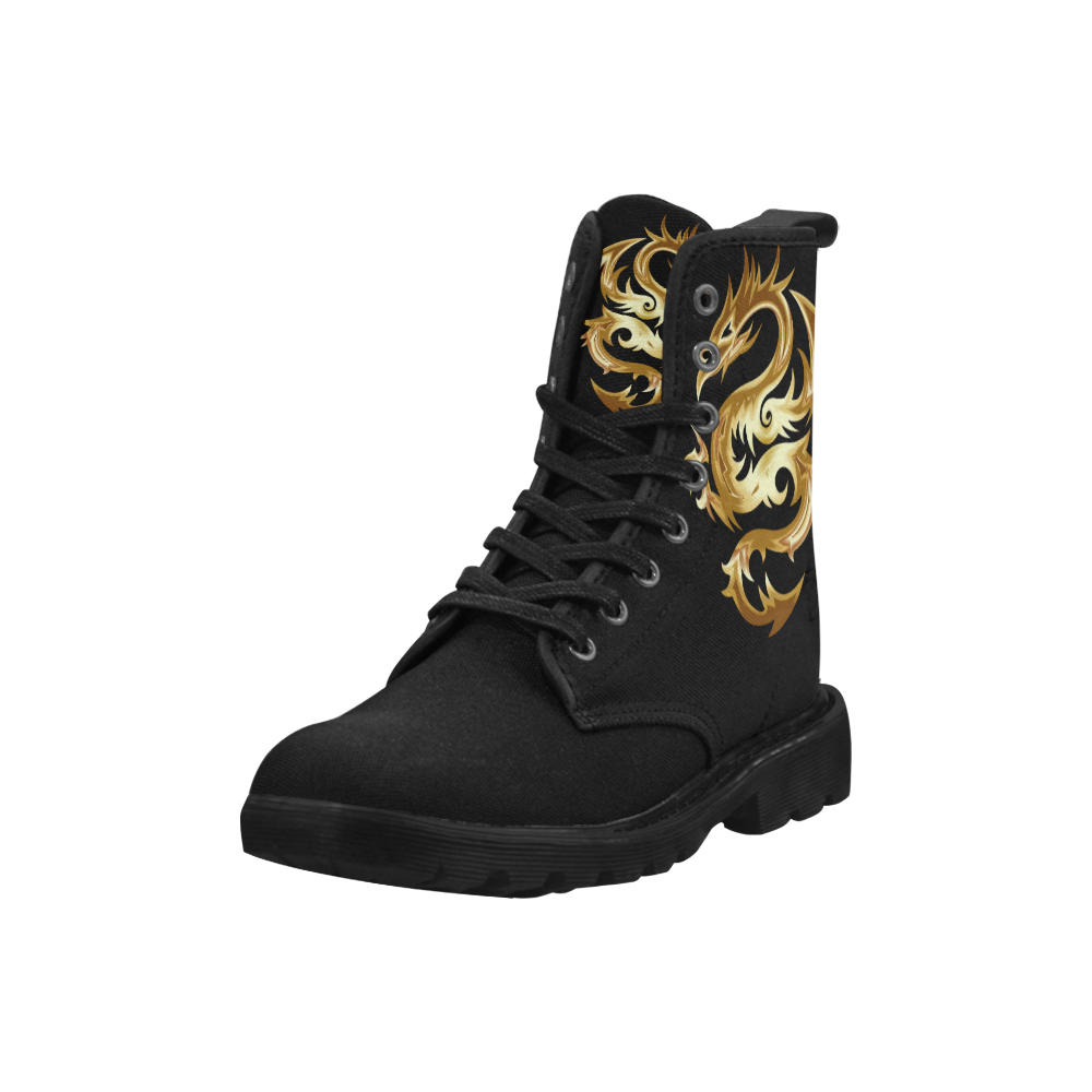 Golden Dragon Martin Boots for Women (Black) (Model 1203H)