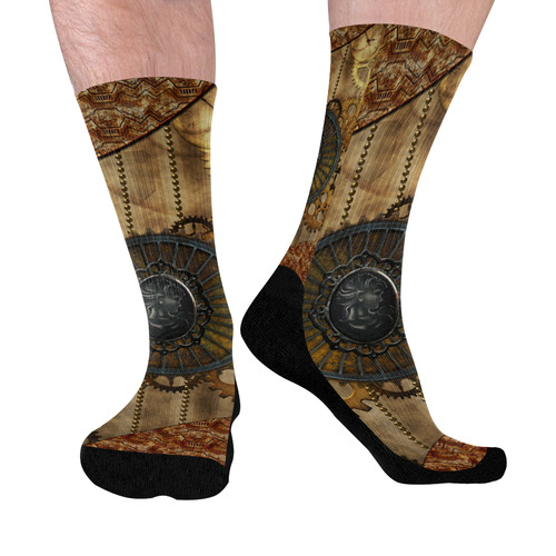 Steampunk, elegant, noble design Mid-Calf Socks (Black Sole)