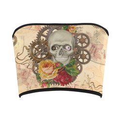 Steampunk Skull With Roses Bandeau Top