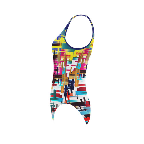 Colorful City Abstract Vest One Piece Swimsuit (Model S04)