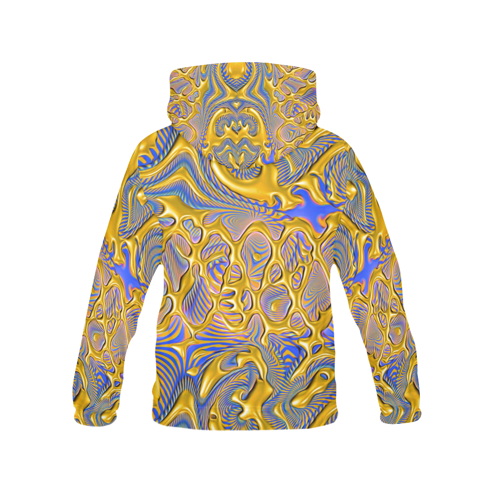 Blue and Gold Psychedelic Slime All Over Print Hoodie for Men (USA Size) (Model H13)