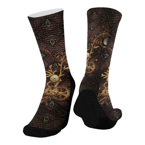 Steampunk, gallant design Mid-Calf Socks (Black Sole)