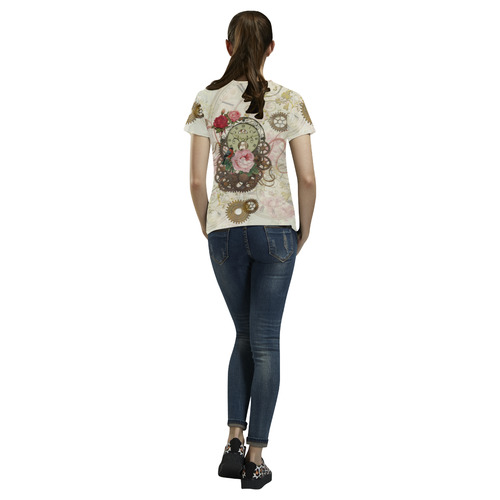 Romantic Steampunk All Over Print T-Shirt for Women (USA Size) (Model T40)