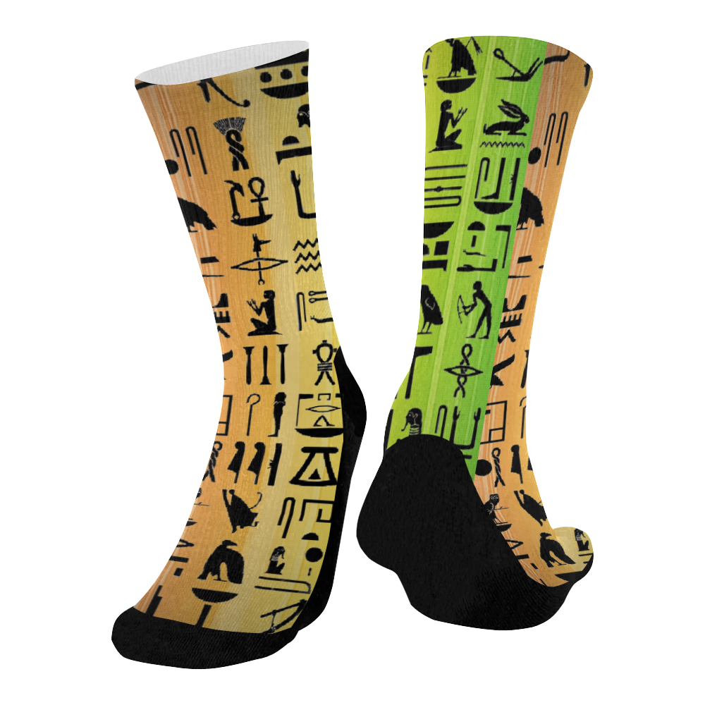 Hieroglyph 4 Mid-Calf Socks (Black Sole)