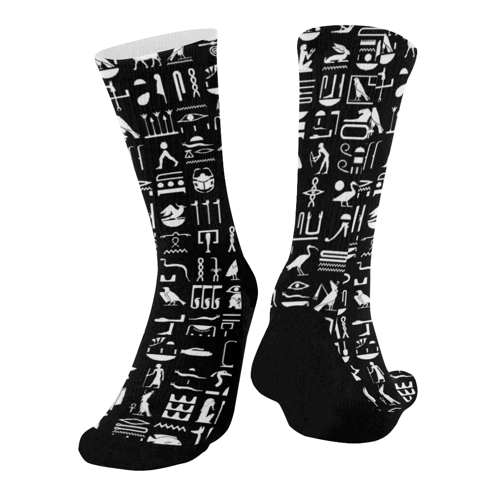 Hieroglyph 1 Mid-Calf Socks (Black Sole)