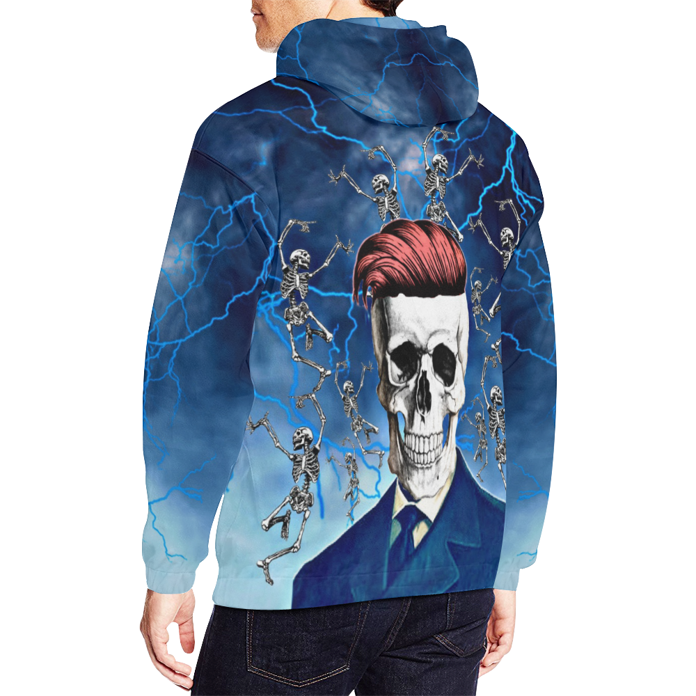 Skeleton Time All Over Print Hoodie for Men (USA Size) (Model H13)