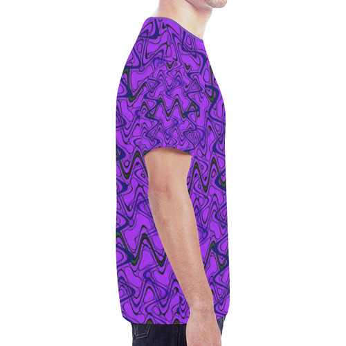 Purple and Black Waves New All Over Print T-shirt for Men (Model T45)