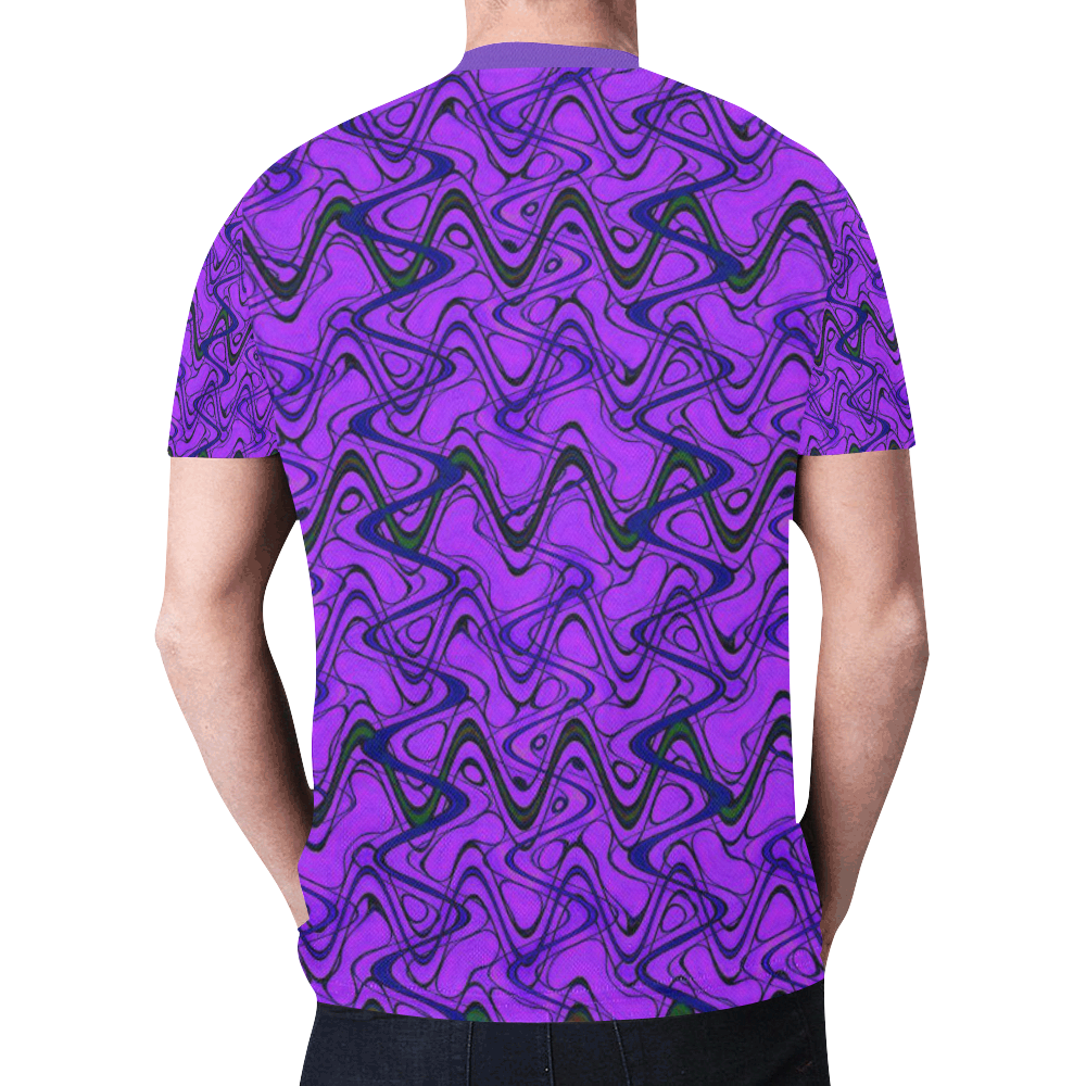 Purple and Black Waves New All Over Print T-shirt for Men (Model T45)