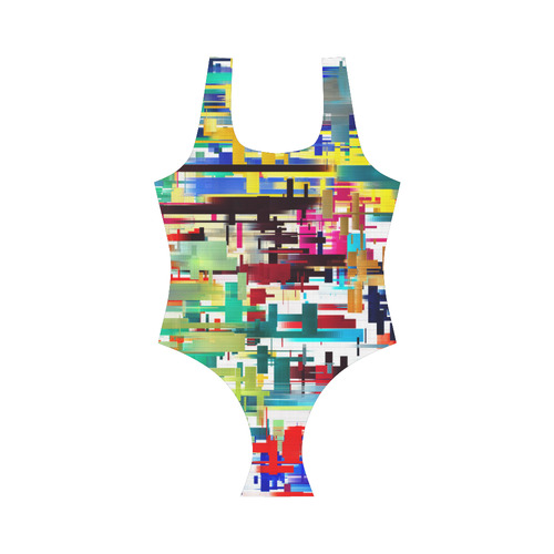 Colorful City Abstract Vest One Piece Swimsuit (Model S04)