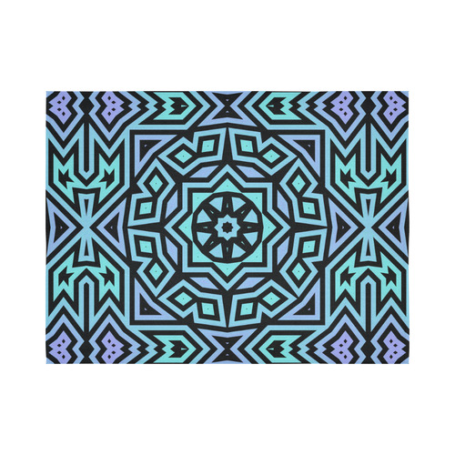 Aqua and Lilac Tribal Cotton Linen Wall Tapestry 80"x 60"