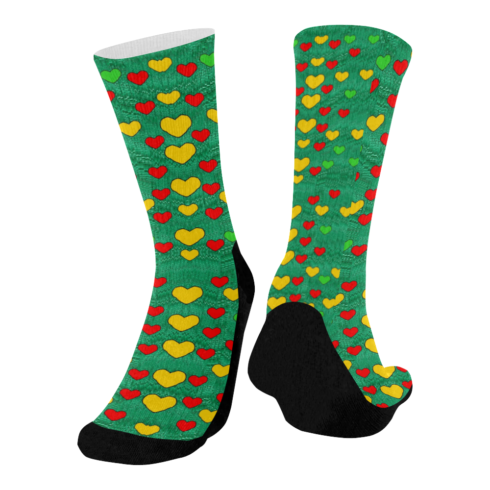 love is in all of us to give and show Mid-Calf Socks (Black Sole)