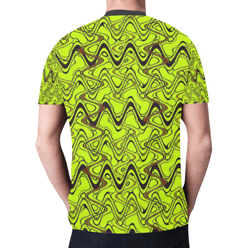 Yellow and Black Waves New All Over Print T-shirt for Men (Model T45)