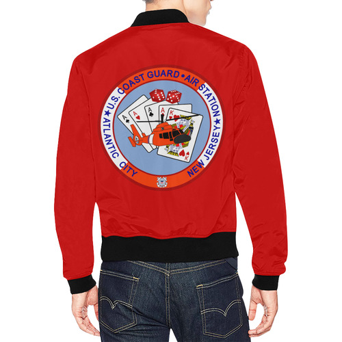 Coast Guard Air Station Atlantic City Aviation All Over Print Bomber Jacket for Men (Model H19)