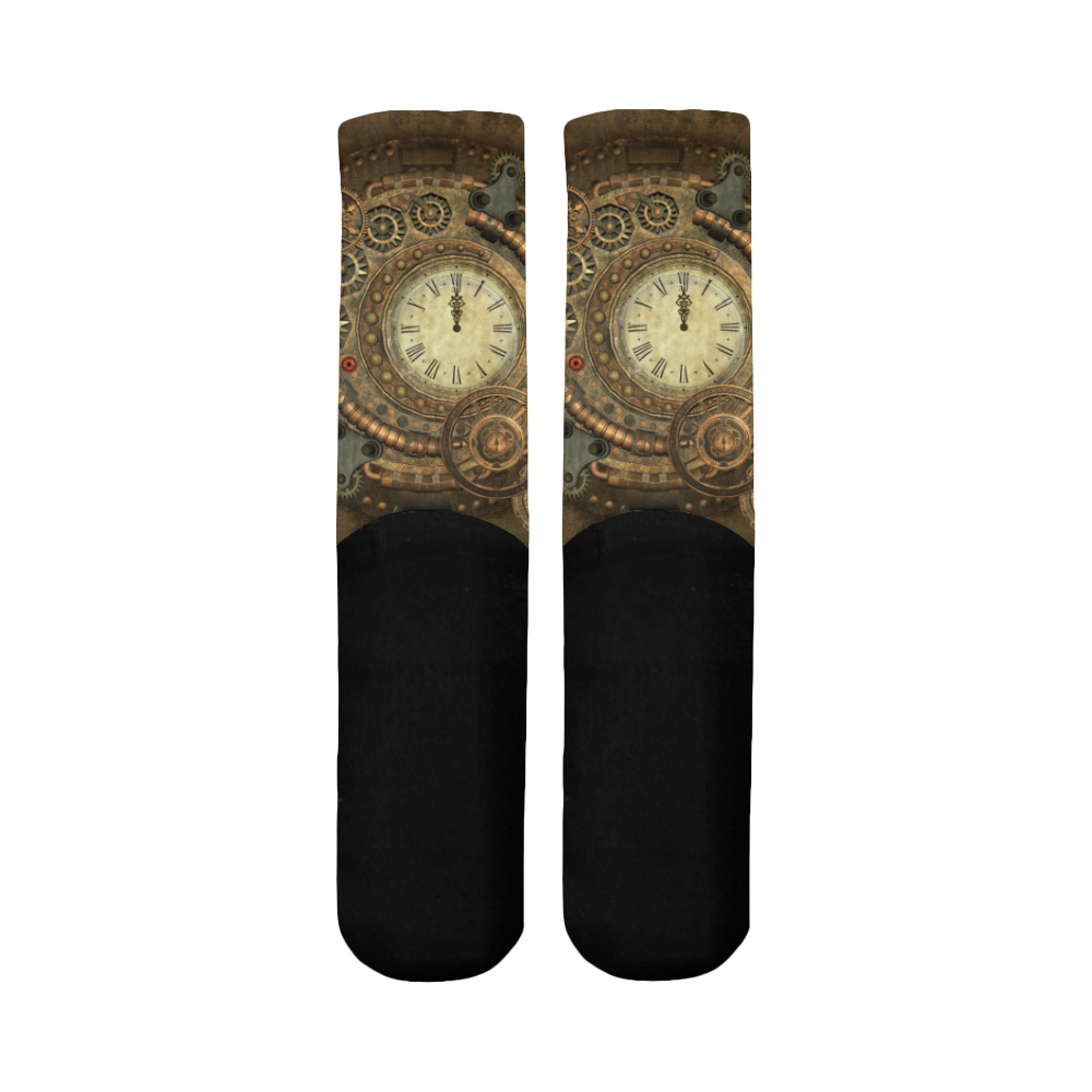 Steampunk, awesome clockwork Mid-Calf Socks (Black Sole)