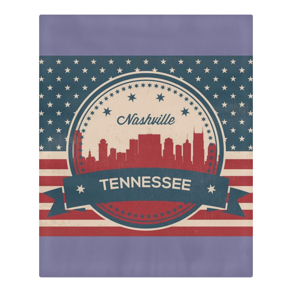 Retro Nashville Tennessee Skyline 3-Piece Bedding Set