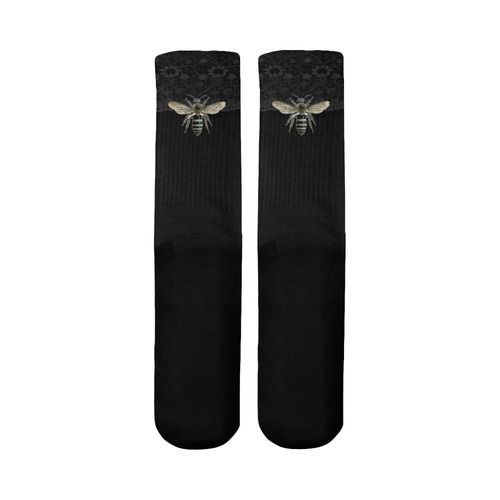 Black Bee and Lace Mid-Calf Socks (Black Sole)