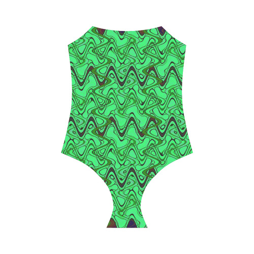 Green and Black Waves Strap Swimsuit ( Model S05)