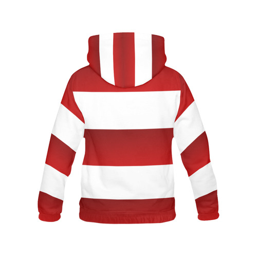 Red White Stripes All Over Print Hoodie for Women (USA Size) (Model H13)