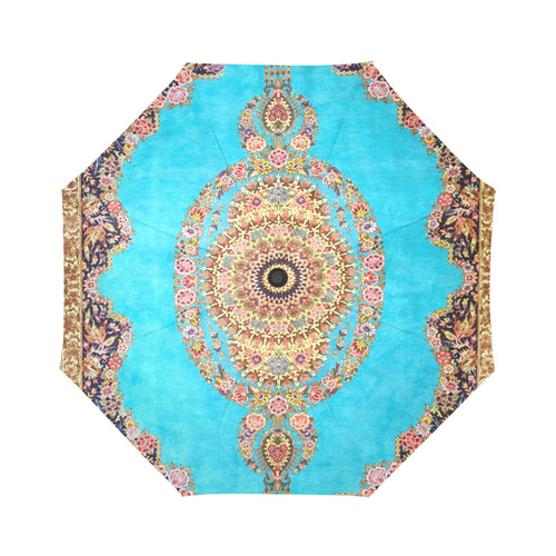 Blue Floral Persian Rug Carpet Pattern Auto-Foldable Umbrella (Model U04)