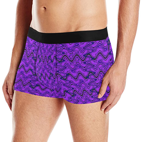 Purple and Black Waves Men's All Over Print Boxer Briefs (Model L10)