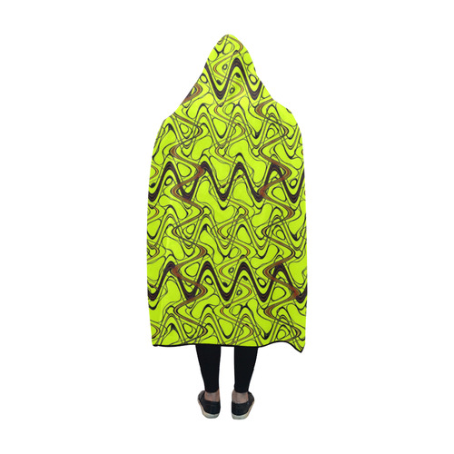 Yellow and Black Waves Hooded Blanket 60''x50''