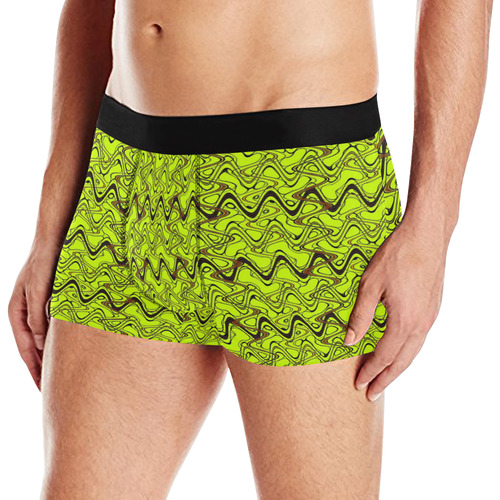 Yellow and Black Waves Men's All Over Print Boxer Briefs (Model L10)