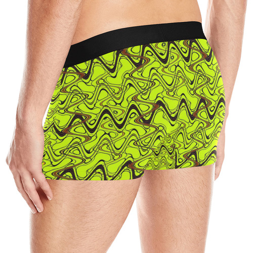 Yellow and Black Waves Men's All Over Print Boxer Briefs (Model L10)