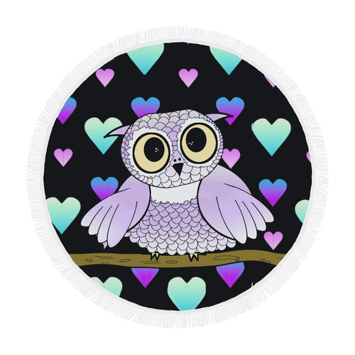 I Love Owls Circular Beach Shawl 59"x 59"