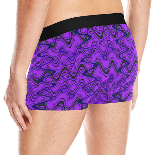 Purple and Black Waves Men's All Over Print Boxer Briefs (Model L10)
