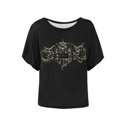Golden Queen Cats Women's Batwing-Sleeved Blouse T shirt (Model T44)