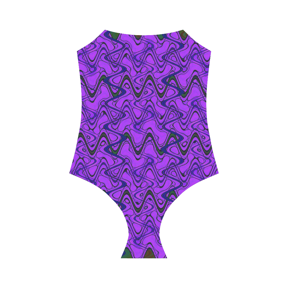 Purple and Black Waves Strap Swimsuit ( Model S05)