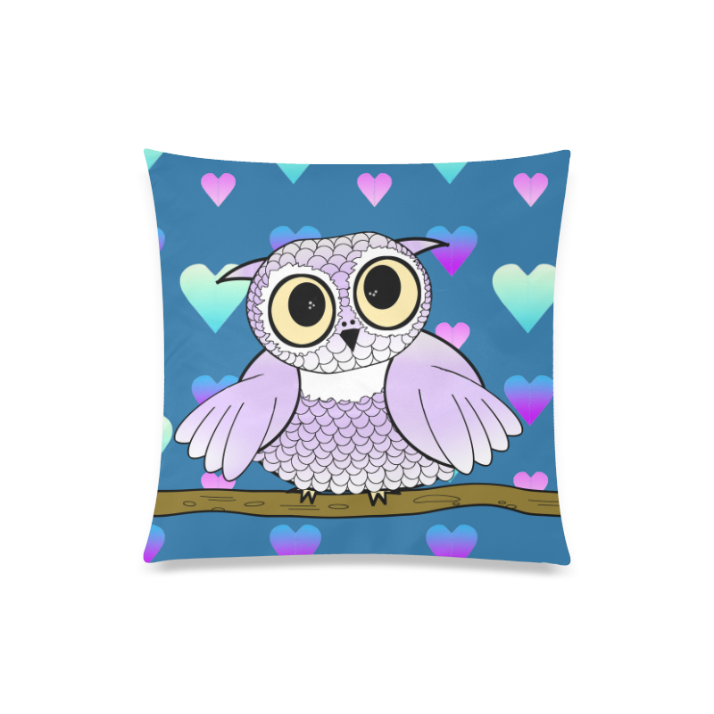 I Love Owls on Blue Custom Zippered Pillow Case 20"x20"(Twin Sides)