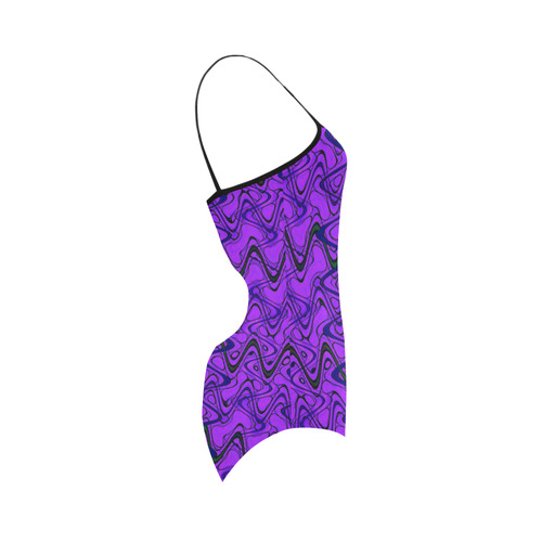 Purple and Black Waves Strap Swimsuit ( Model S05)