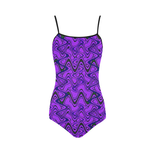 Purple and Black Waves Strap Swimsuit ( Model S05)