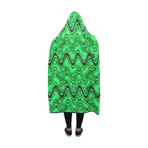 Green and Black Waves Hooded Blanket 60''x50''